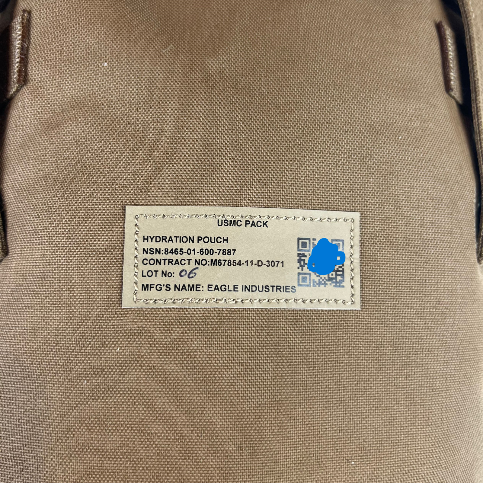 NEW USMC FILBE Coyote Brown Hydration pouch 100oz