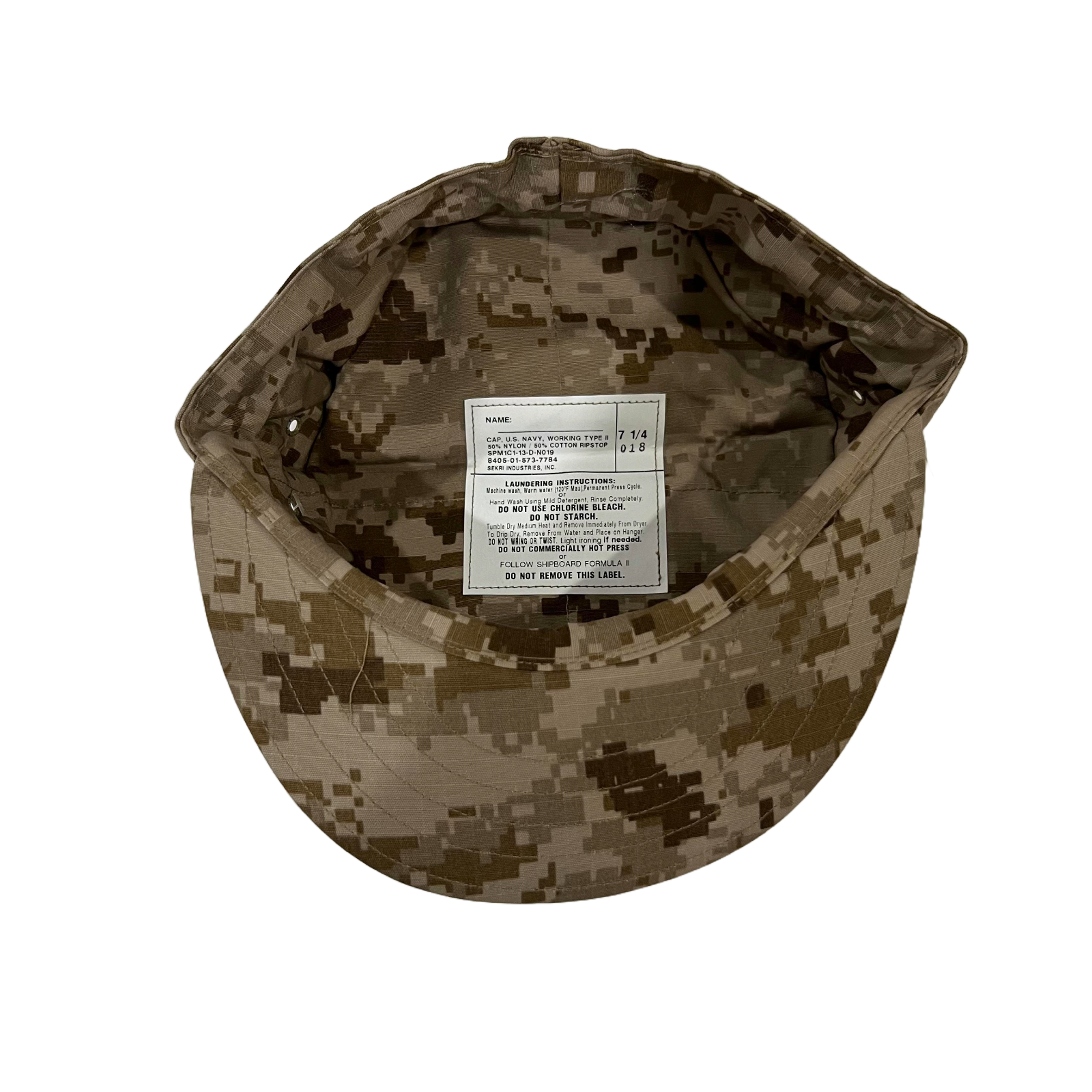NEW US NAVY NWU Type II AOR1 Desert UTILITY 8 Point CAP Hat cover 7 1/4