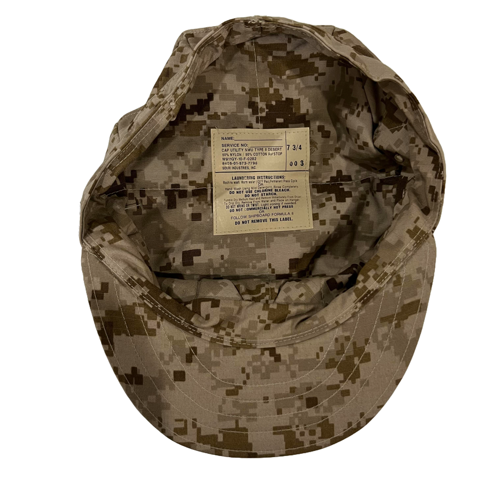 NEW US NAVY NWU Type II AOR1 Desert UTILITY 8 Point CAP Hat cover 7 3/4