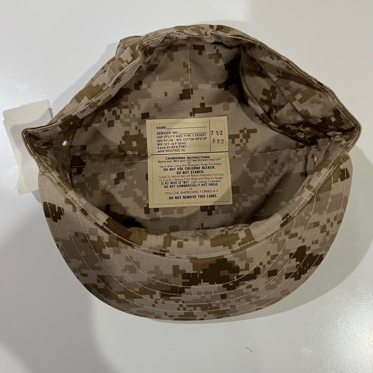 NEW US NAVY NWU Type II AOR1 Desert UTILITY 8 Point CAP Hat cover 7 1/2