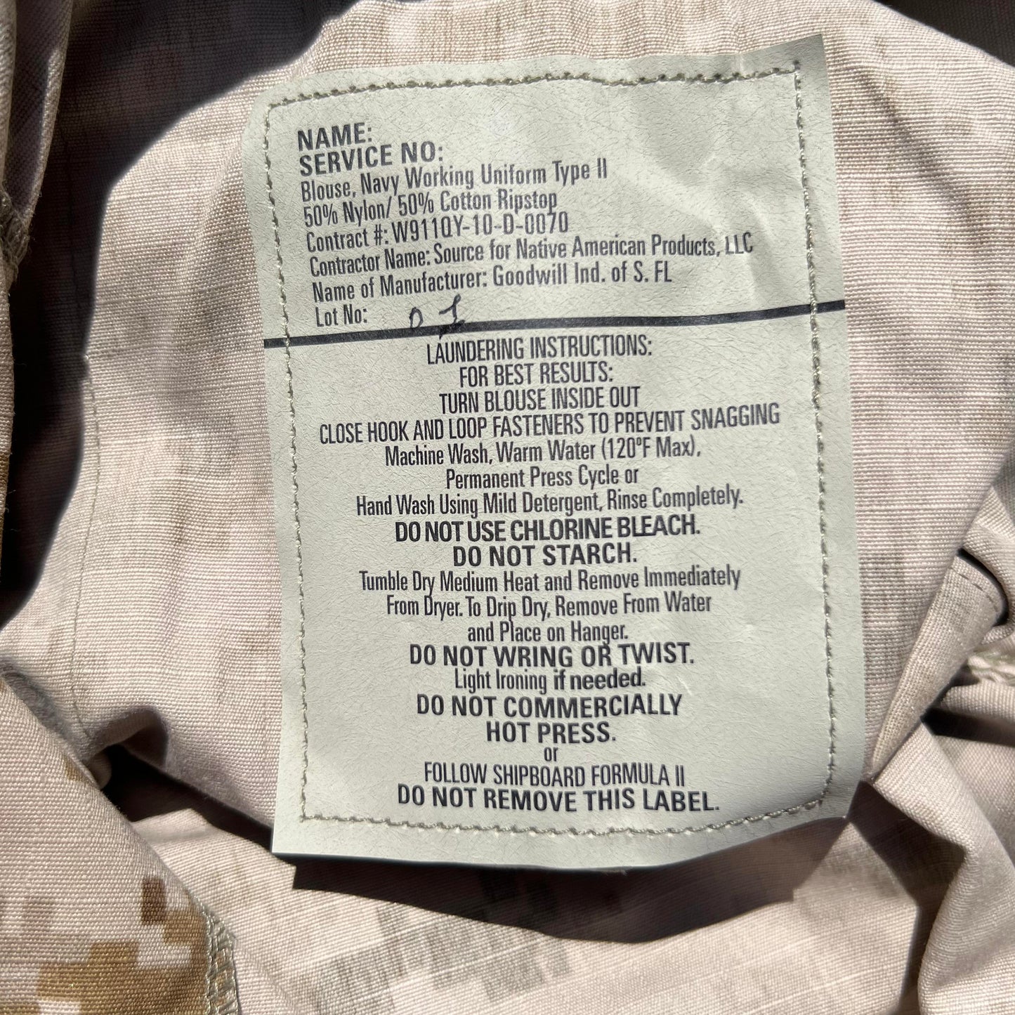 NEW US NAVY NWU Type II  AOR1 desert Shirt Blouse size MR Medium Regular